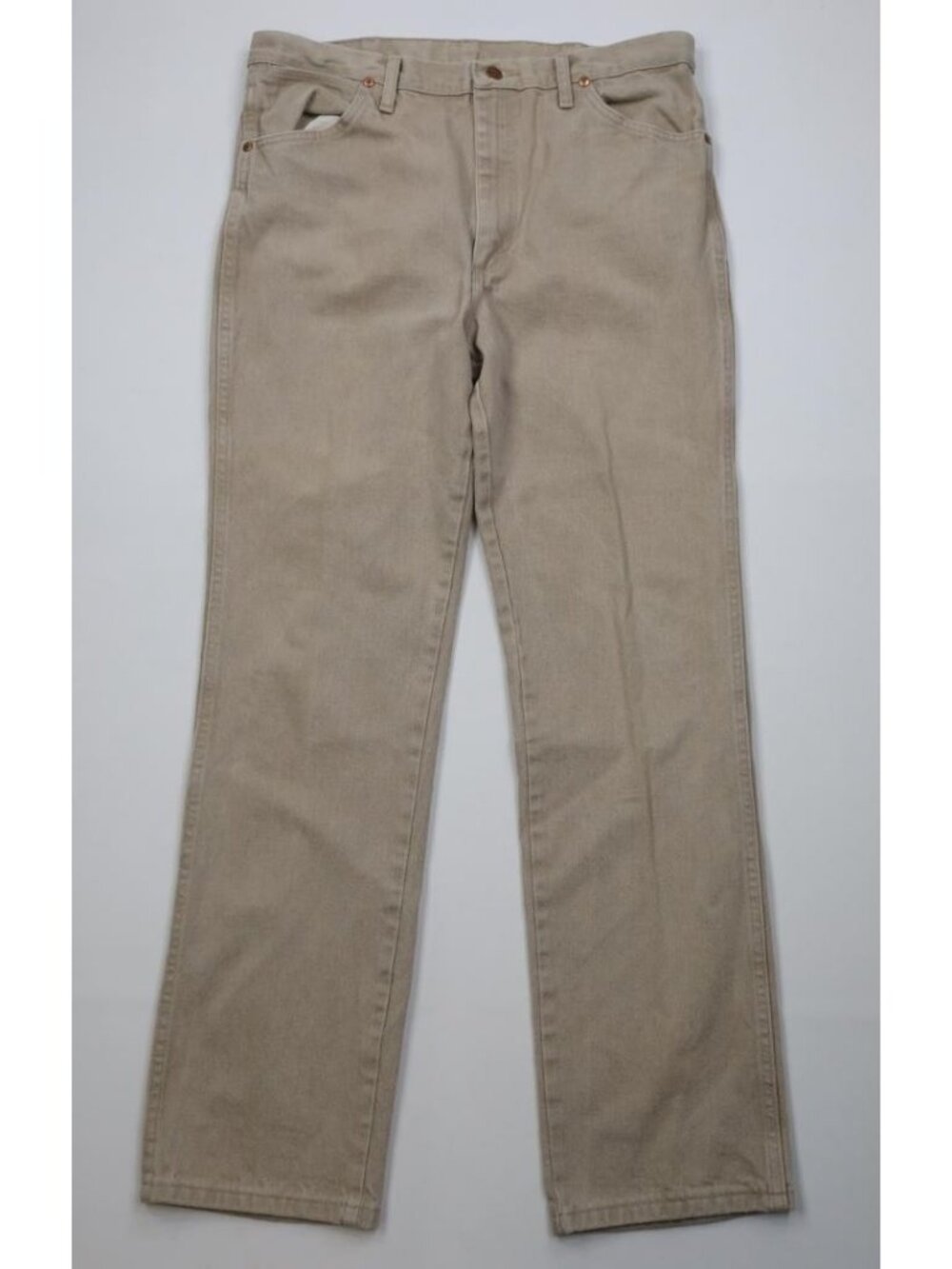 Vintage 90s Wrangler Mens 36x34 Faded Straight Leg Denim Jeans Beige Cotton